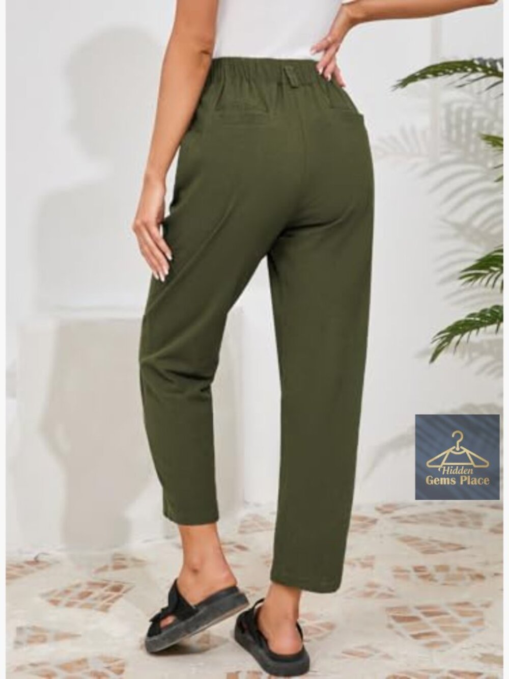 Casual Capri Pants High Waisted Harem with Pockets Summer - Picture 2 of 7